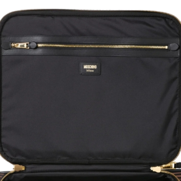 💕NWT MOSCHINO ALL-OVER LOGO NYLON TROLLEY CASE CARRY ON💕 - Picture 9 of 16
